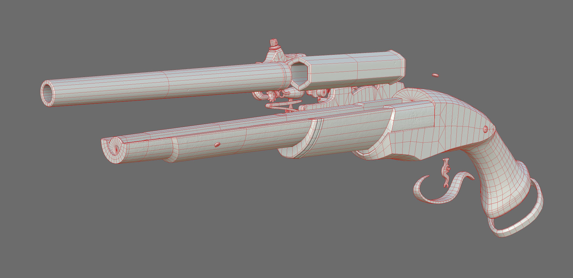 Weapon - Flintlock - Italian Wheellock Pistol Low-poly 3D model_39