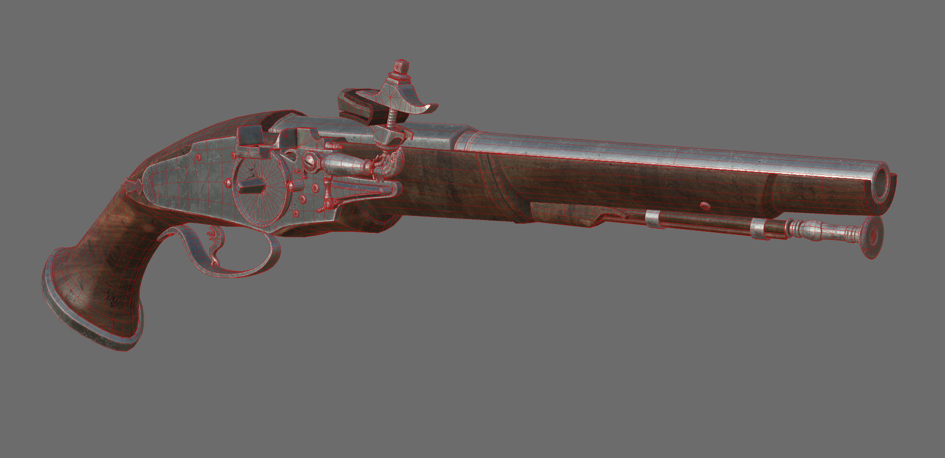 Weapon - Flintlock - Italian Wheellock Pistol Low-poly 3D model_27
