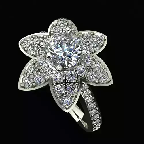 Flower ring with diamonds