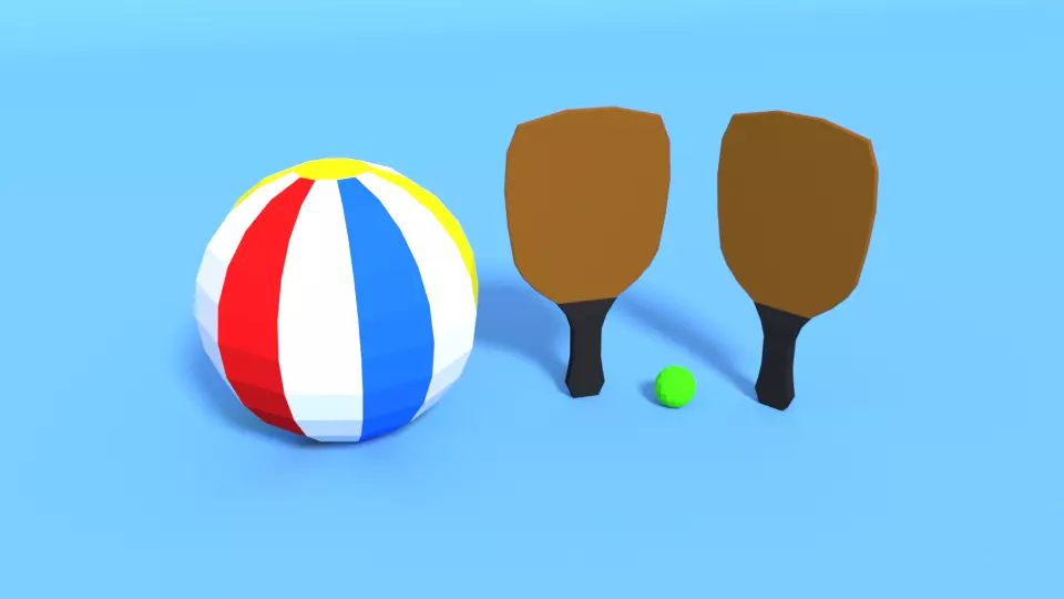 Low Poly Beach Items Pack Free low-poly 3D model