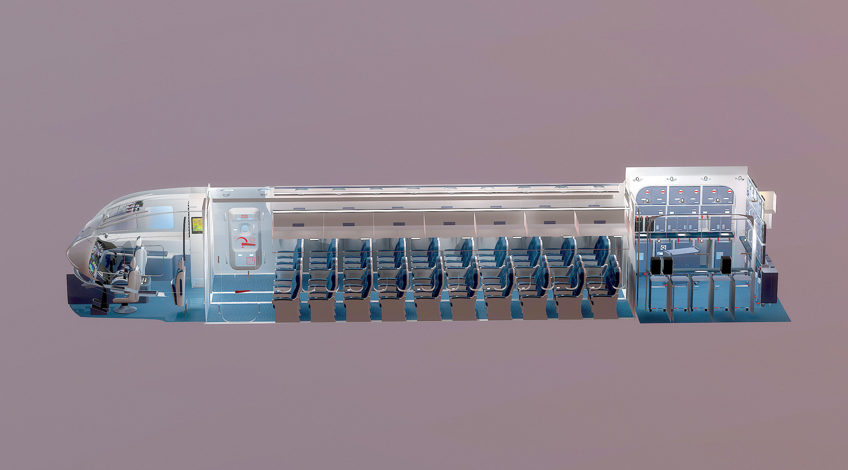 This 3D airplane includes a fully detailed interior 3D model_2