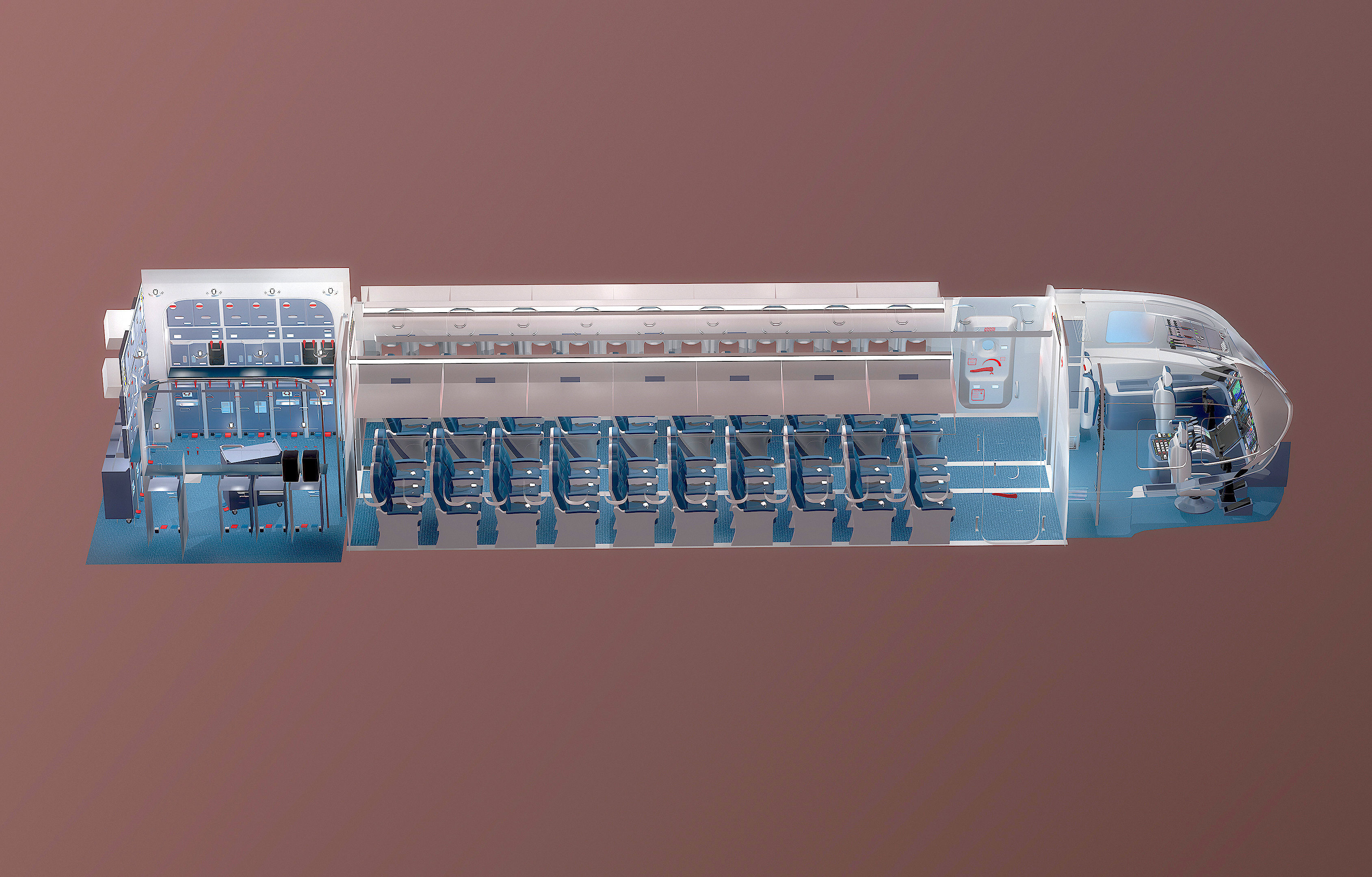 This 3D airplane includes a fully detailed interior 3D model_3