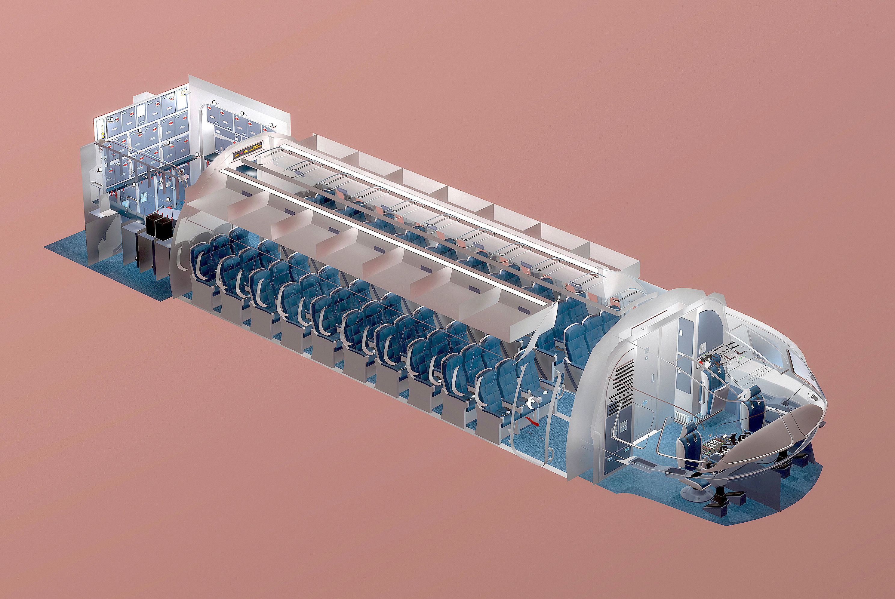 This 3D airplane includes a fully detailed interior 3D model_1