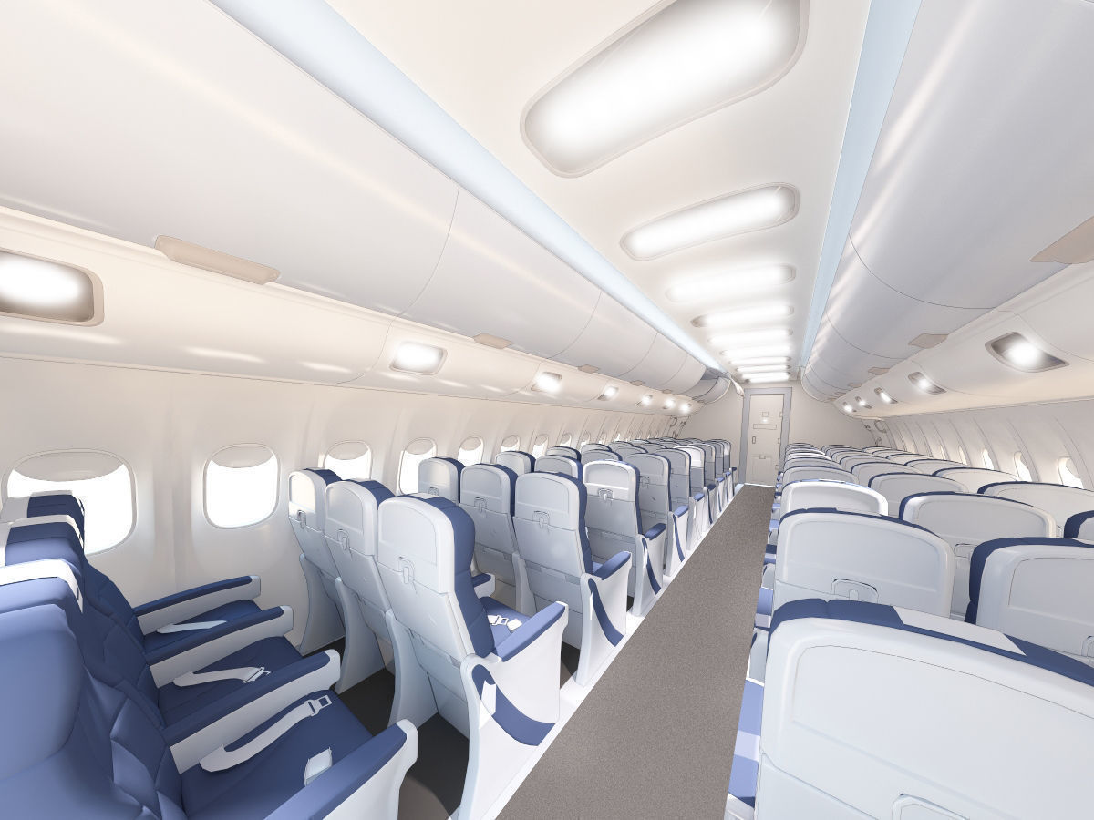 This 3D airplane includes a fully detailed interior 3D model_10
