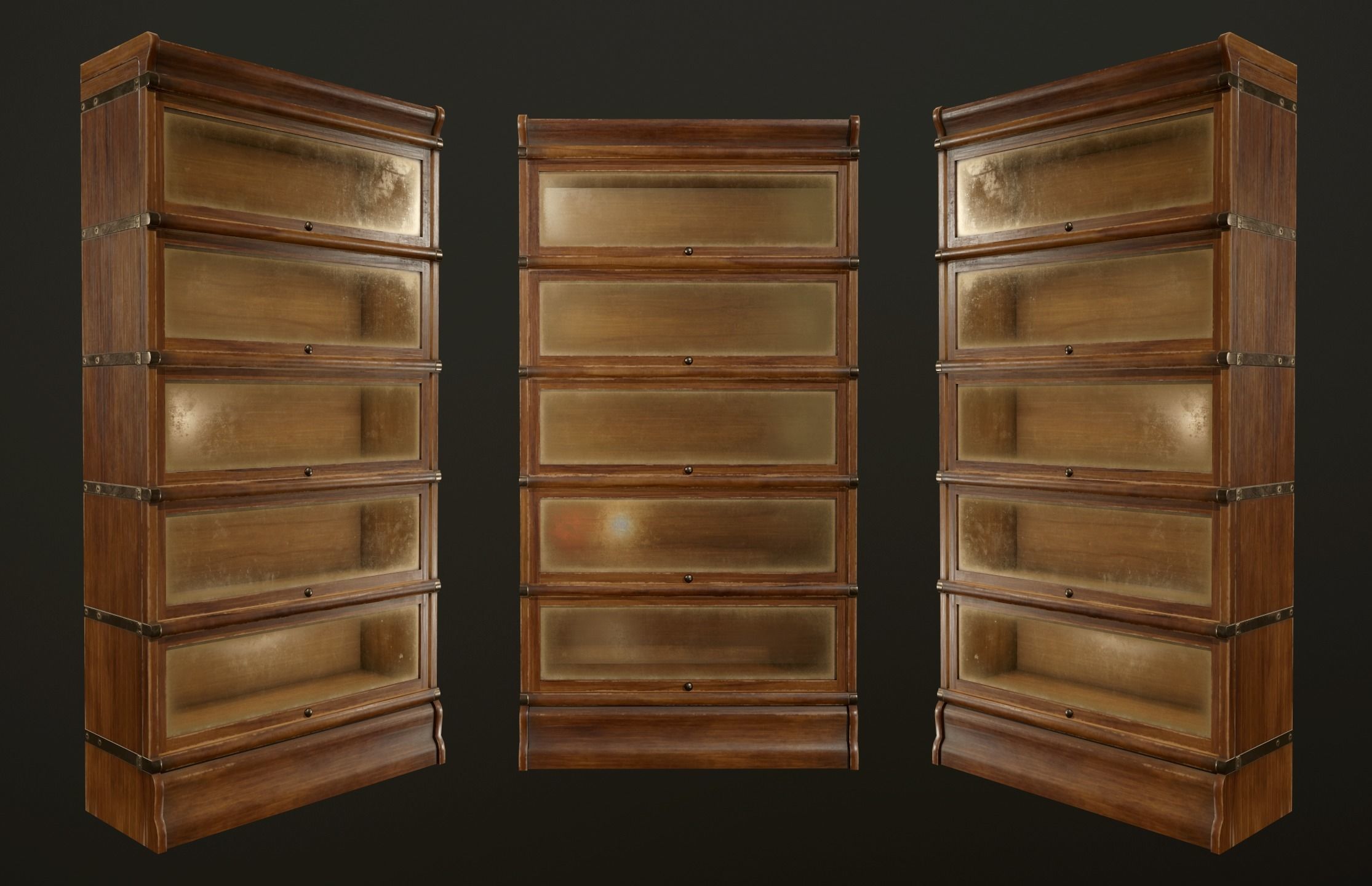 Antique Bookcase - PBR Game Ready Low-poly 3D model_1