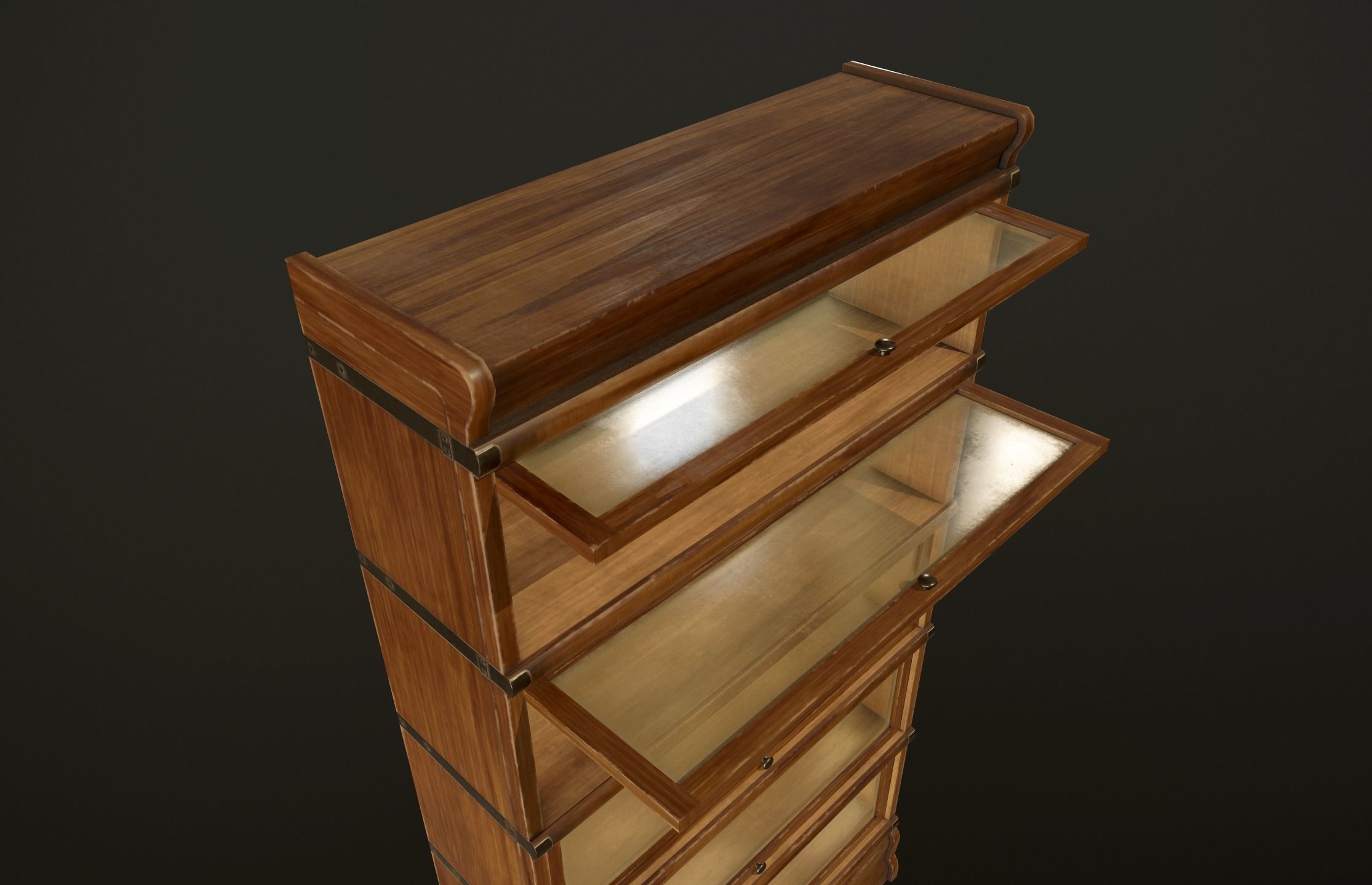 Antique Bookcase - PBR Game Ready Low-poly 3D model_6