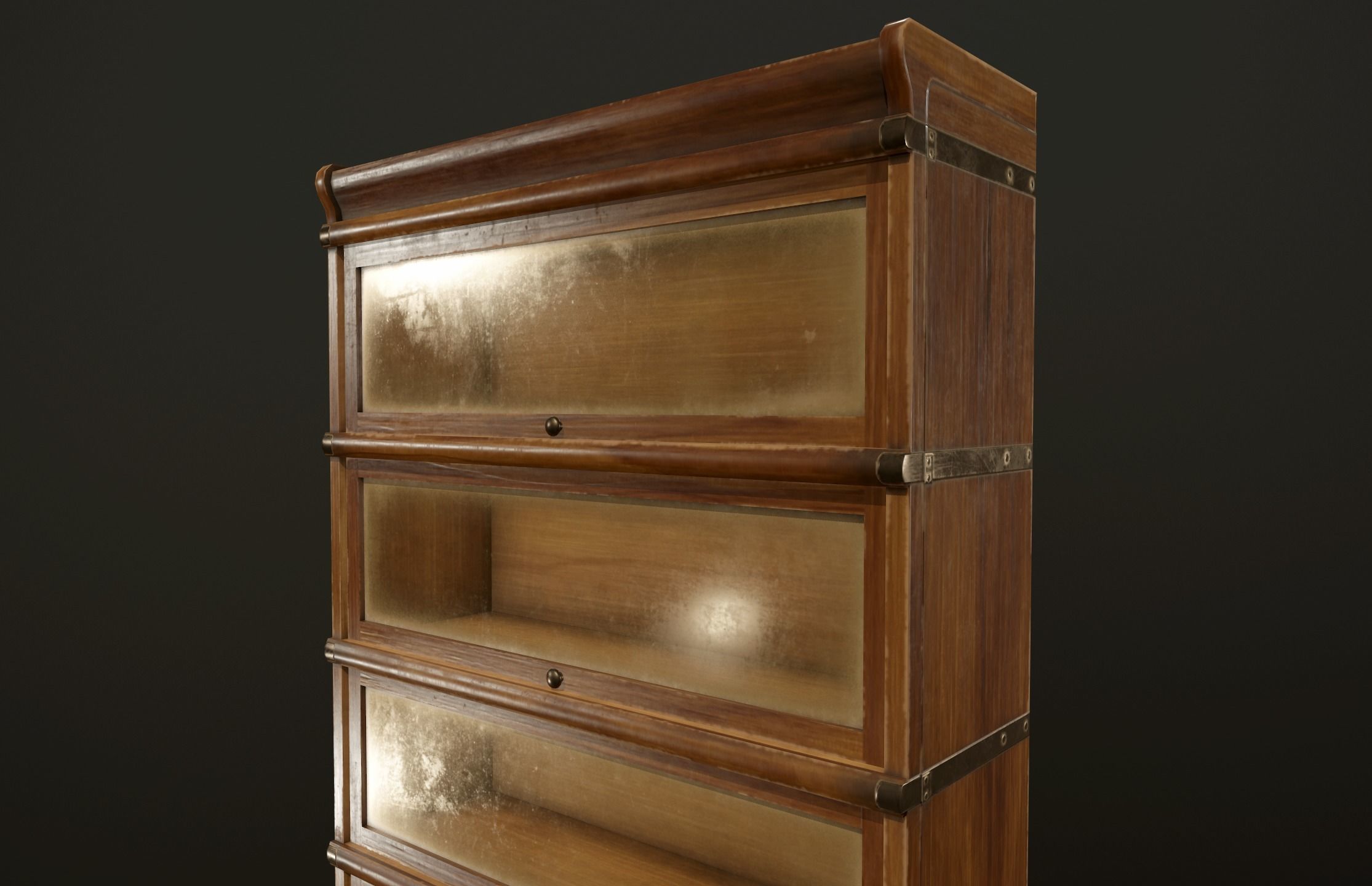 Antique Bookcase - PBR Game Ready Low-poly 3D model_5