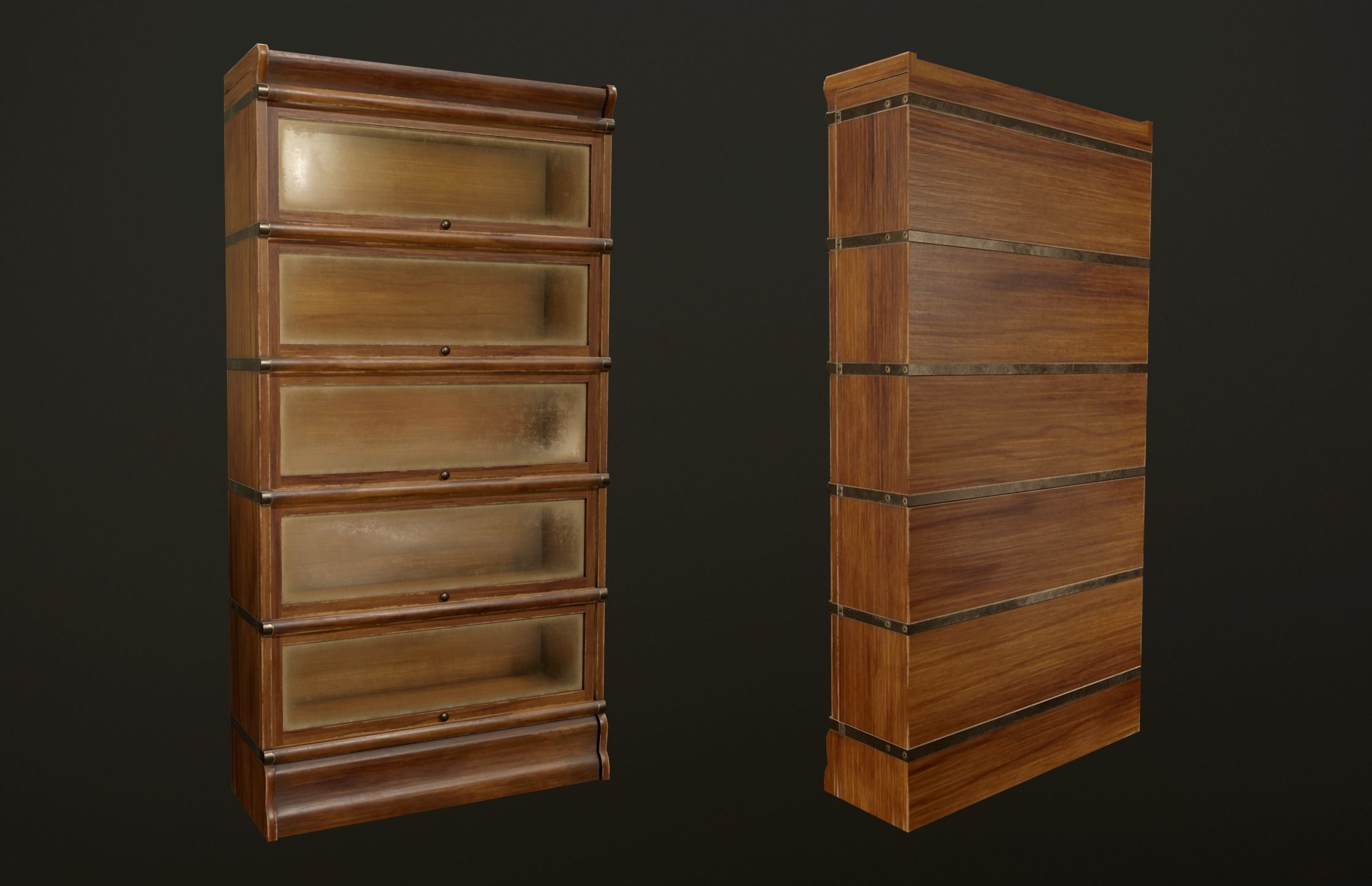 Antique Bookcase - PBR Game Ready Low-poly 3D model_2