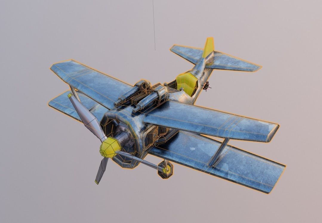 world war fighter jet Low-poly 3D model_3