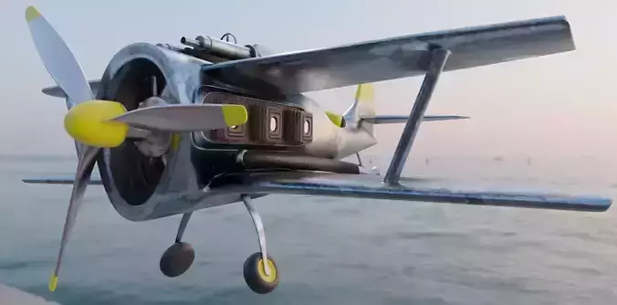 world war fighter jet Low-poly 3D model