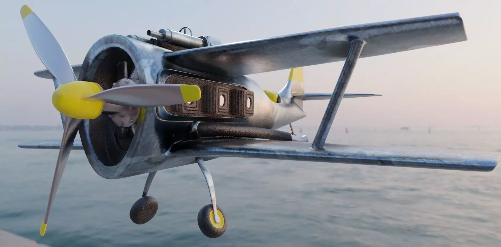 world war fighter jet Low-poly 3D model_0