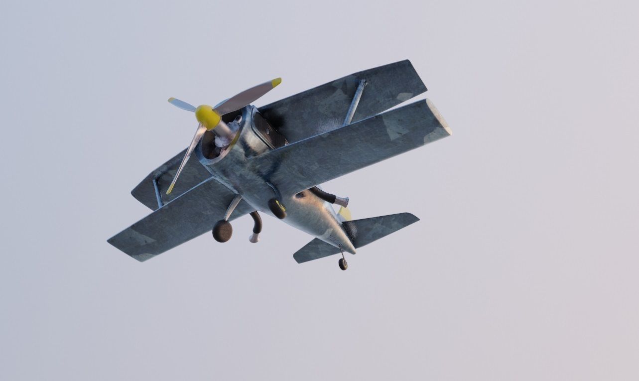 world war fighter jet Low-poly 3D model_6