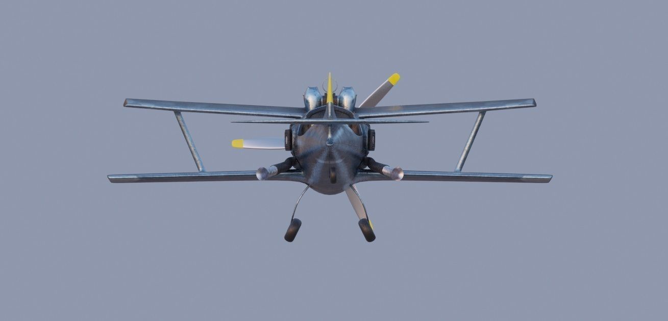 world war fighter jet Low-poly 3D model_7