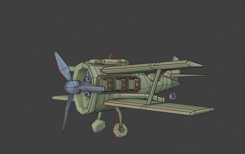world war fighter jet Low-poly 3D model_9