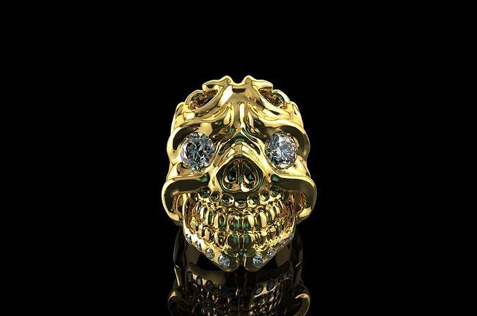 Skull Diamond Engagement Rings 3D print model