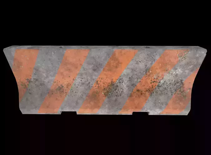 Concrete road barricade Low-poly 3D model