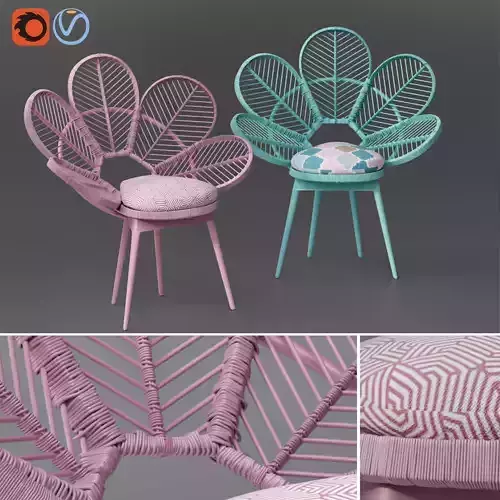 Junior Kid Pastel Painted rattan wood Peacock Chair Flower Chair