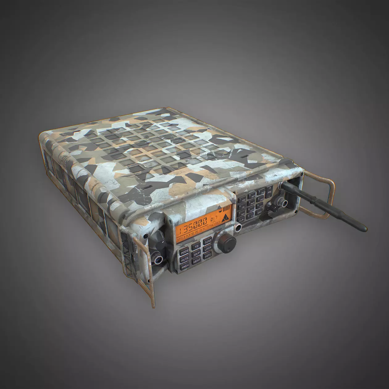 Modern Military Radio - Camouflage Low-poly 3D model_0