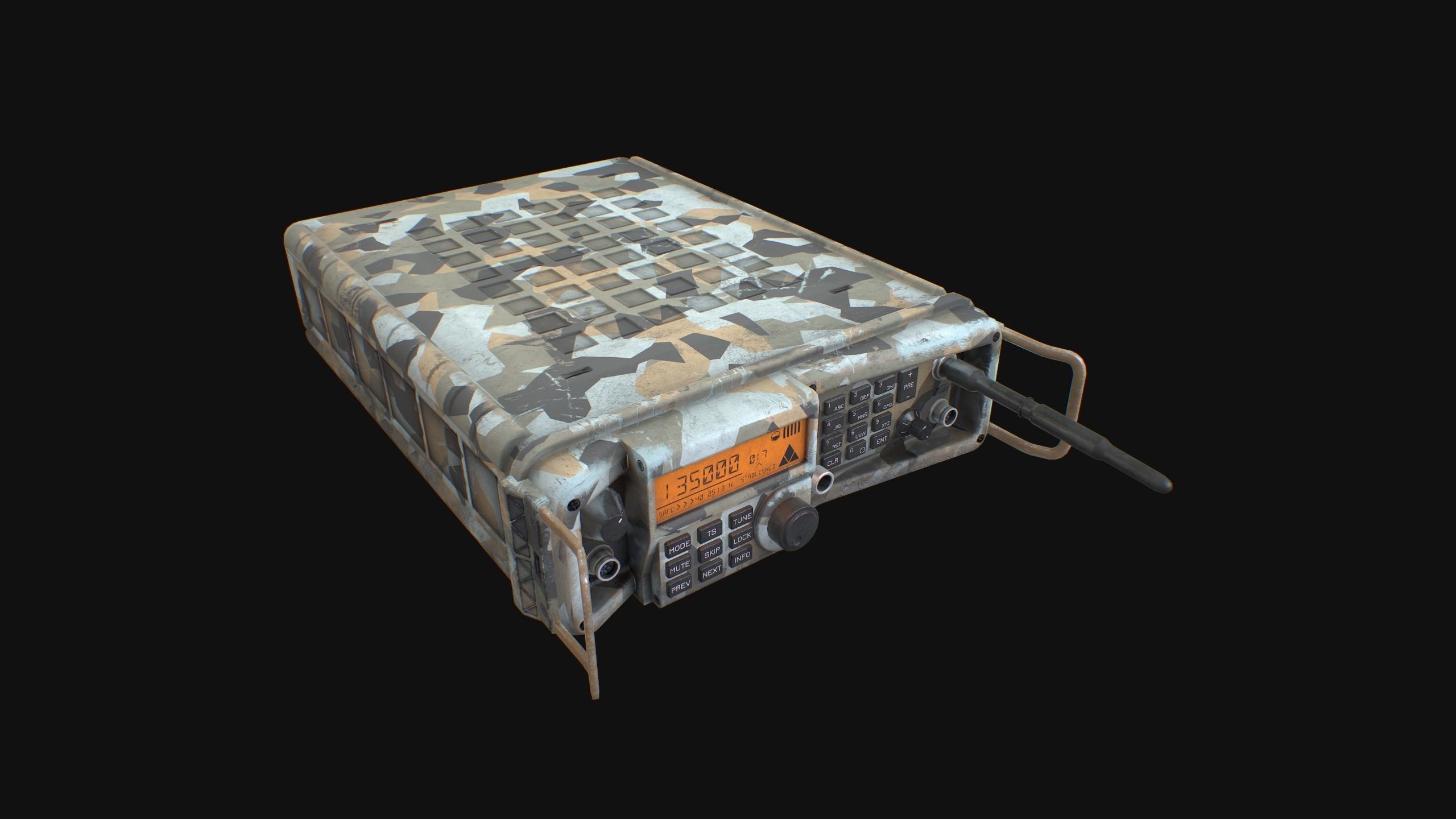 Modern Military Radio - Camouflage Low-poly 3D model_1