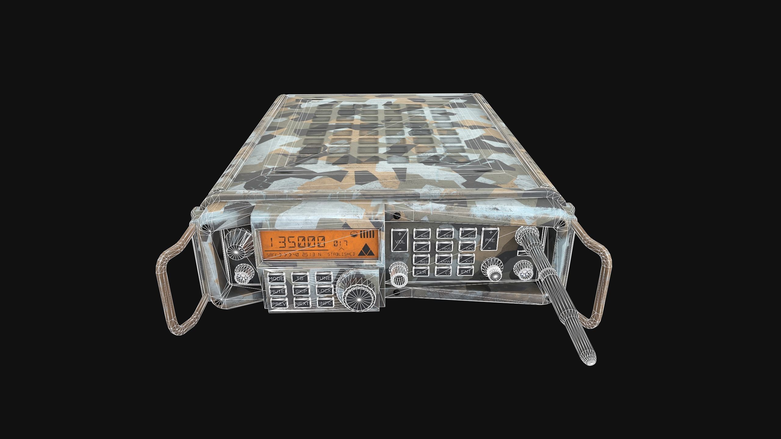 Modern Military Radio - Camouflage Low-poly 3D model_6