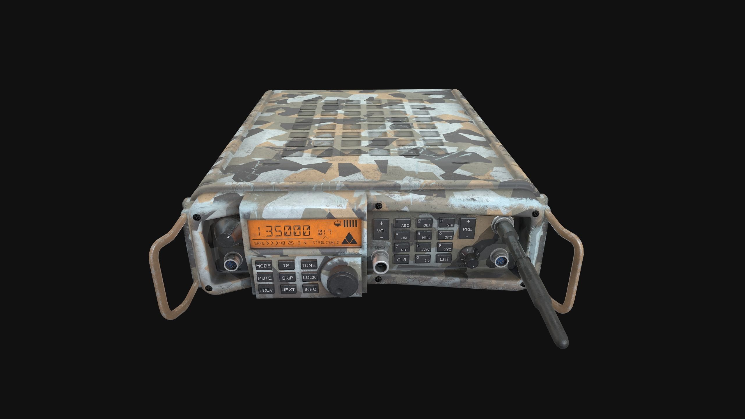 Modern Military Radio - Camouflage Low-poly 3D model_5