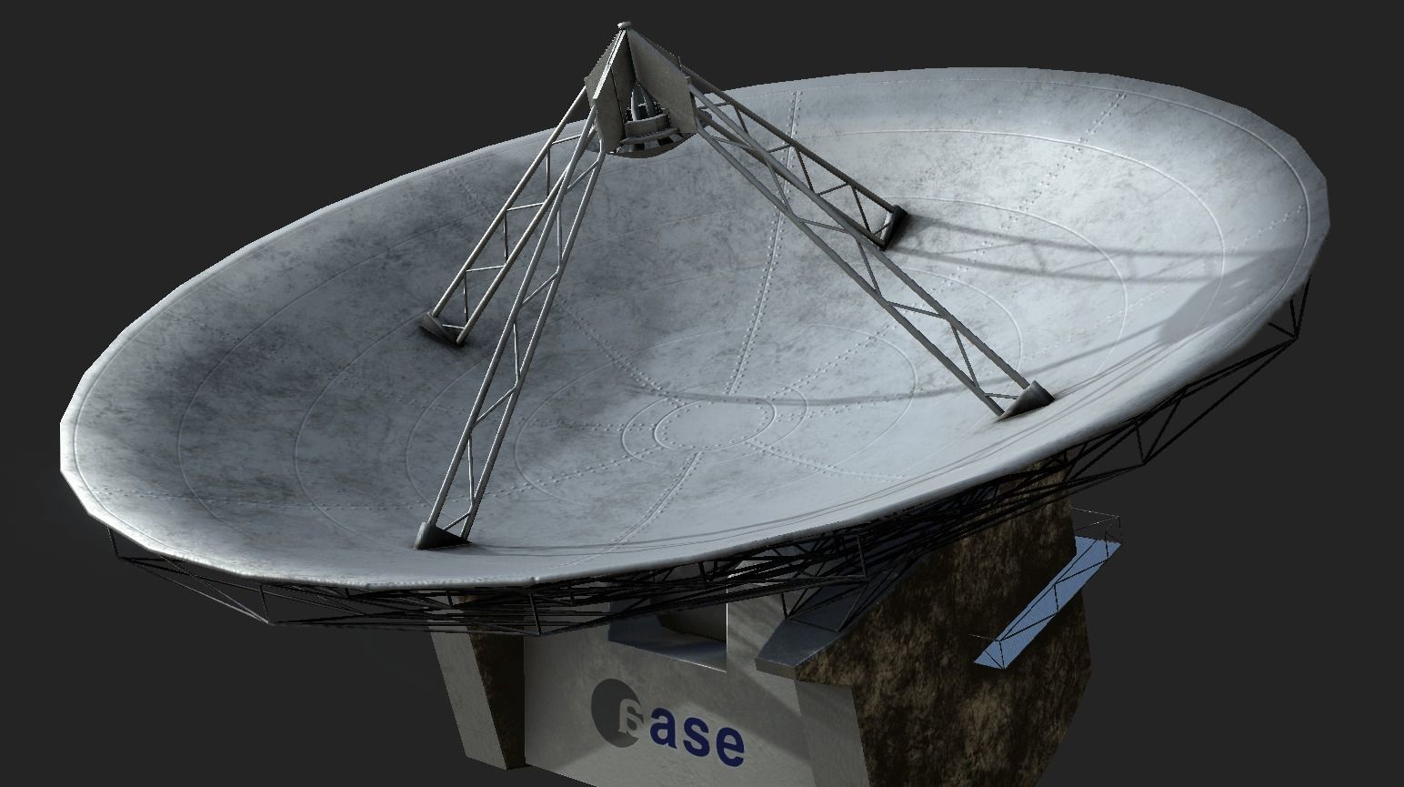 Deep Space Research Antenna Low-poly 3D model_9