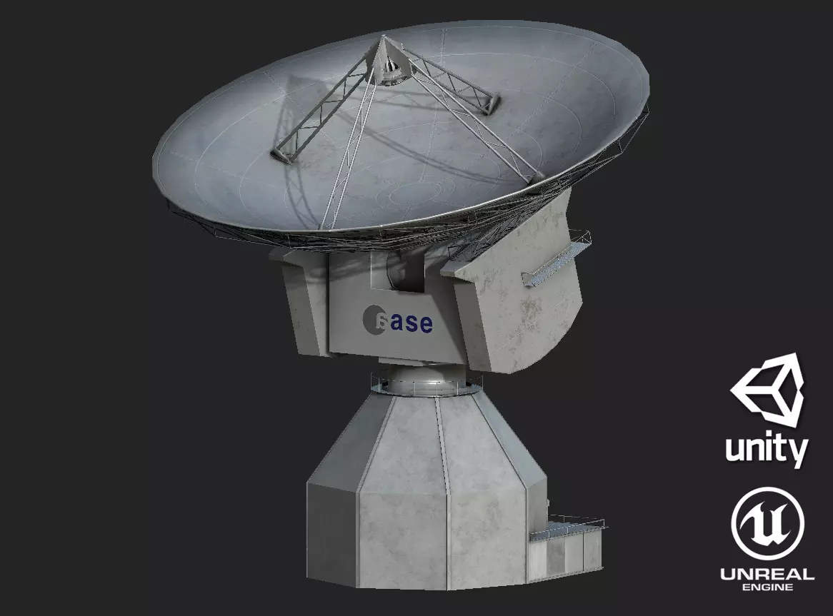 Deep Space Research Antenna Low-poly 3D model_0