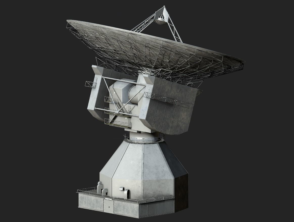 Deep Space Research Antenna Low-poly 3D model_6