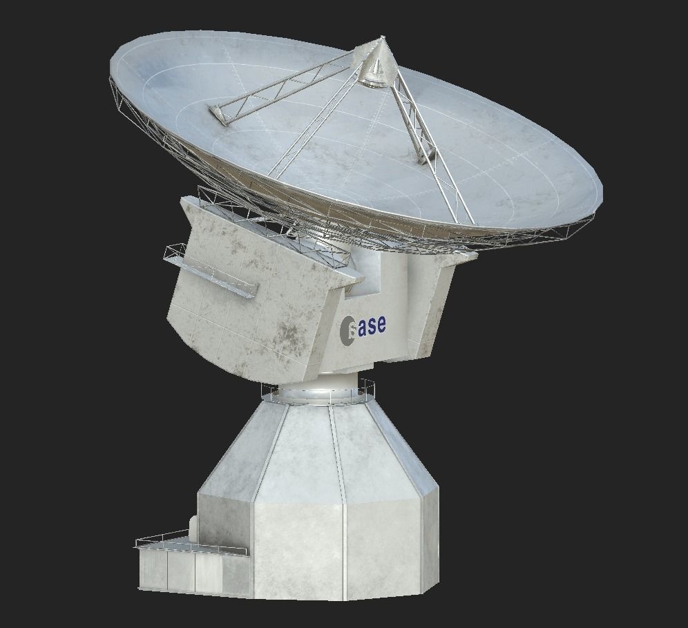 Deep Space Research Antenna Low-poly 3D model_3