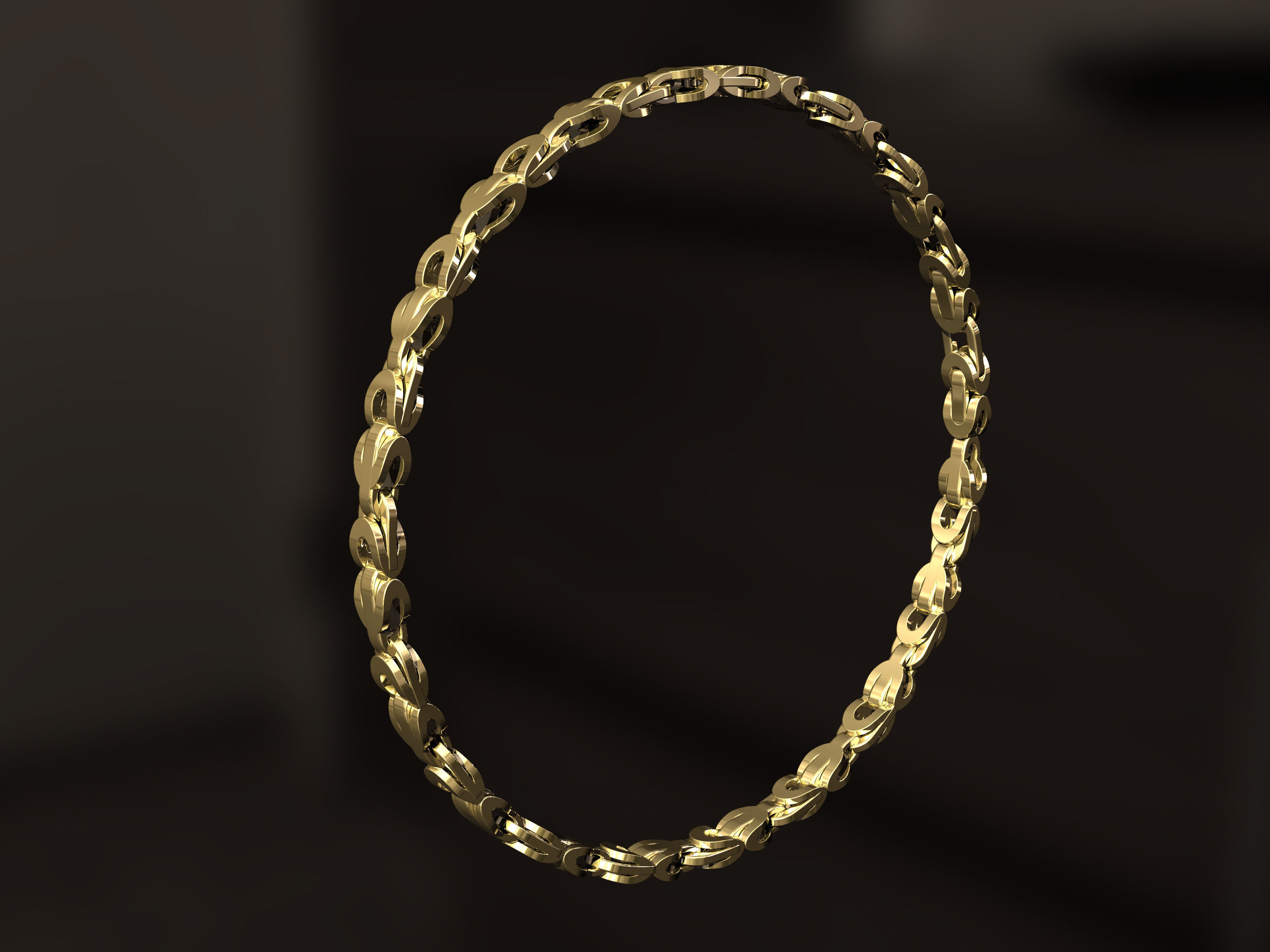 Gold bracelet 3D print model_2
