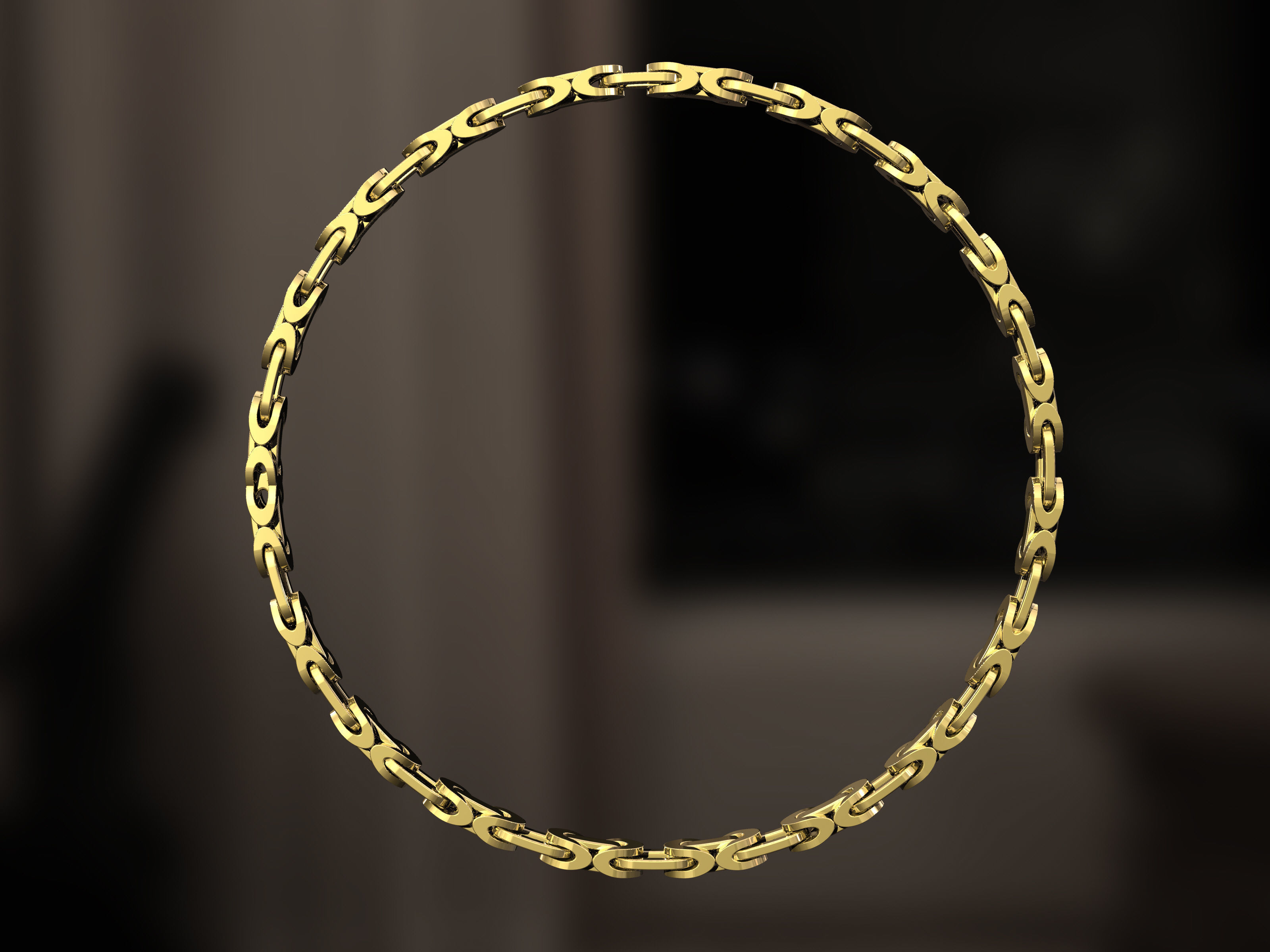 Gold bracelet 3D print model_3