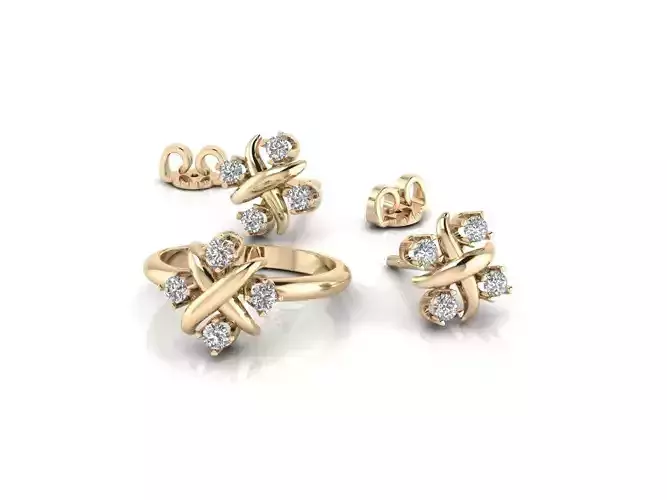Collection 3 pair of earrings with diamonds 