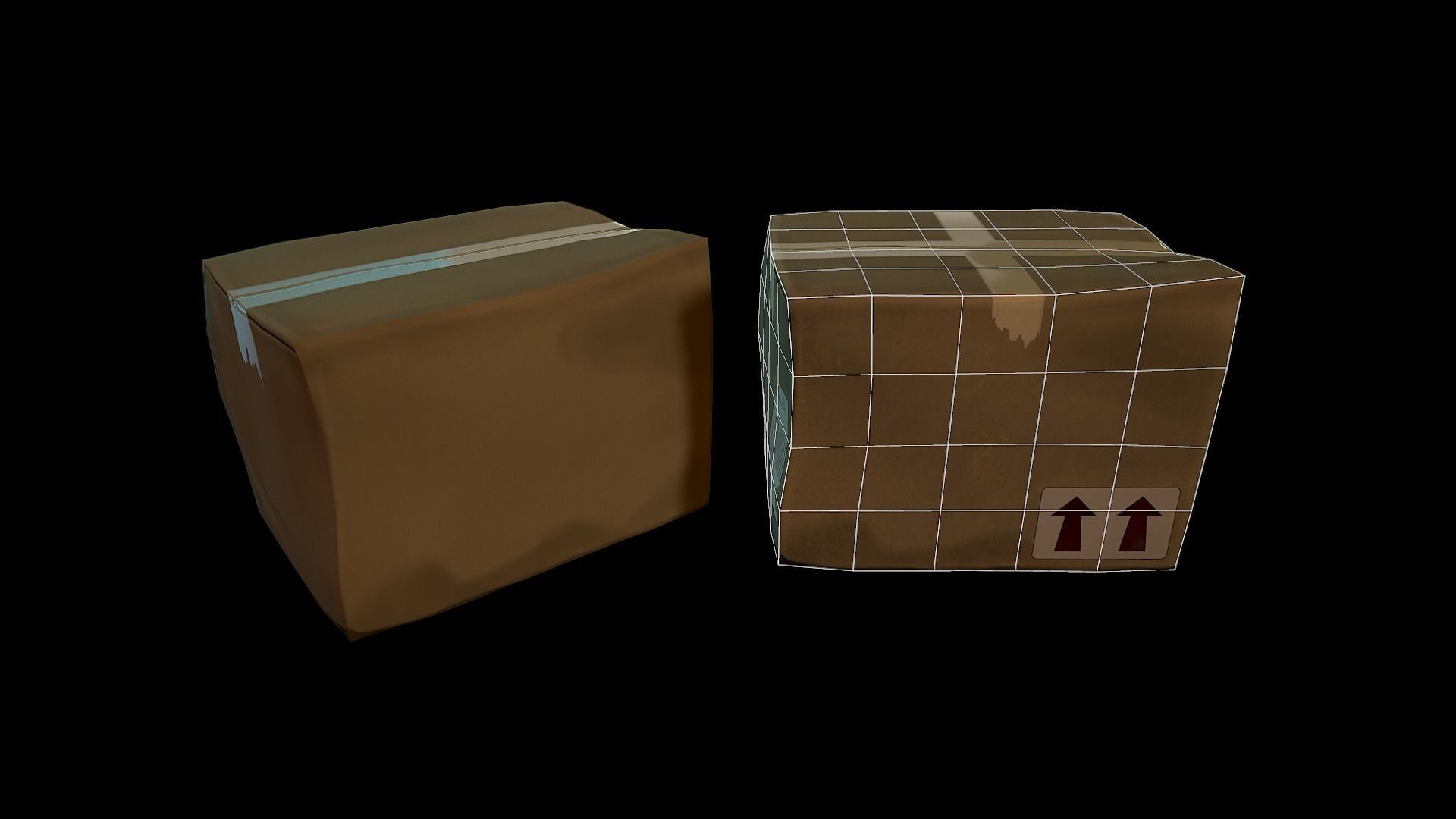 Shipping box Low-poly 3D model_4