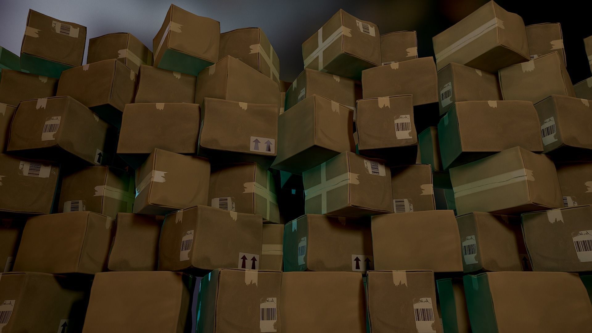 Shipping box Low-poly 3D model_1