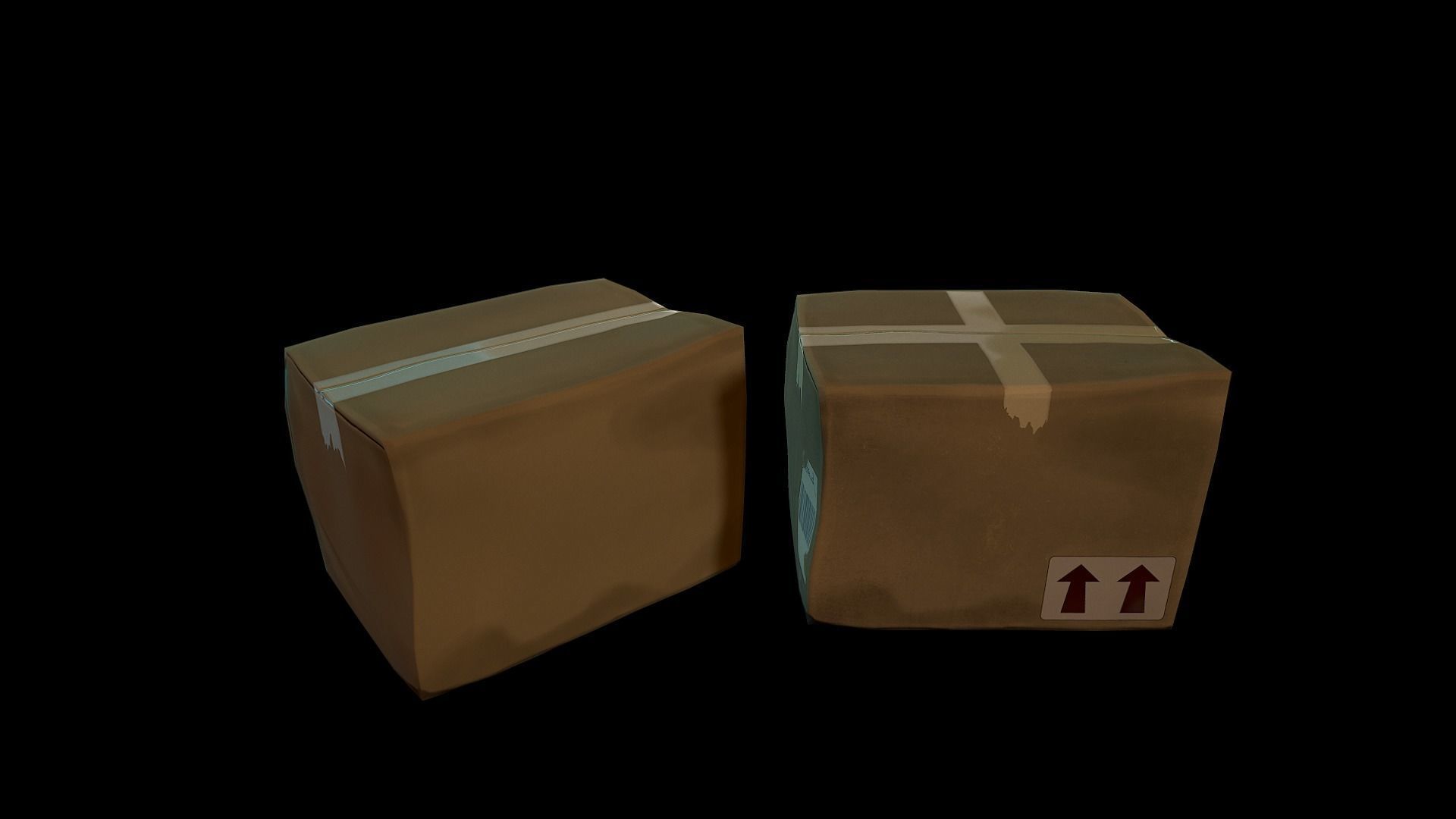 Shipping box Low-poly 3D model_3
