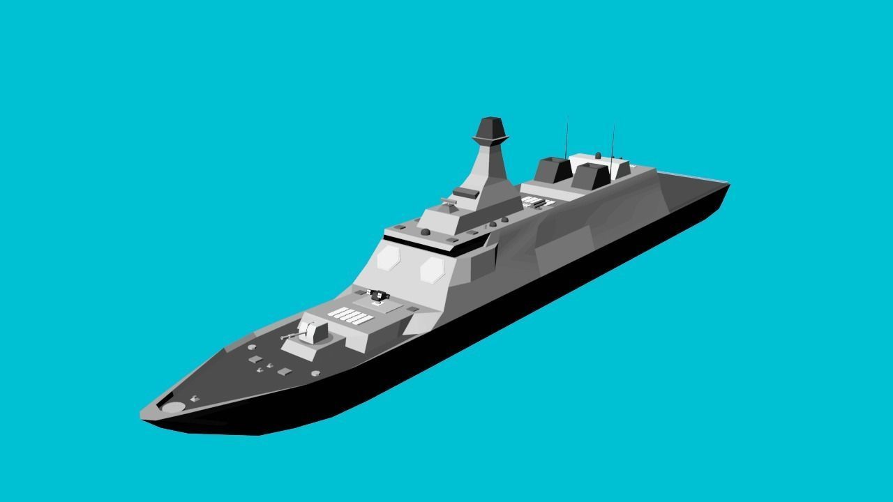 Stealth Frigate  Low-poly 3D model_12