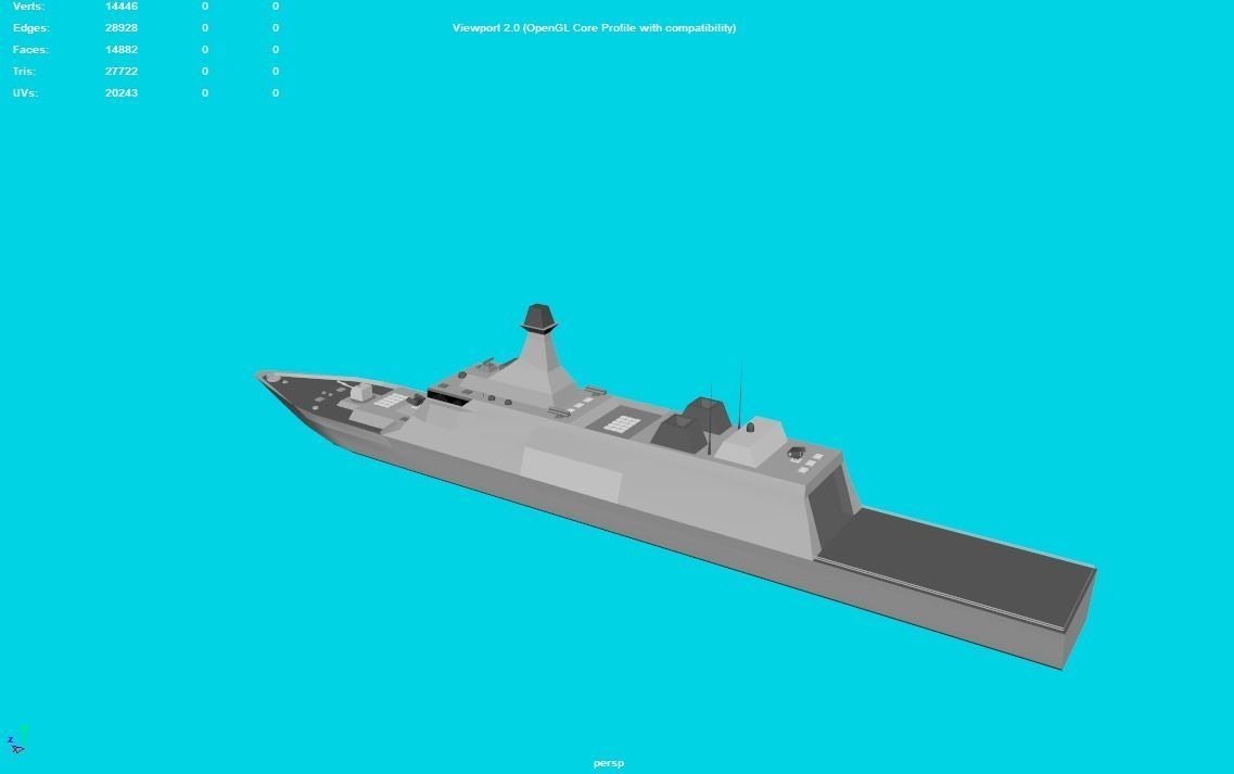 Stealth Frigate  Low-poly 3D model_5