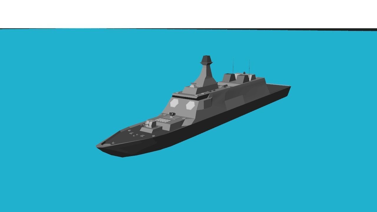 Stealth Frigate  Low-poly 3D model_8