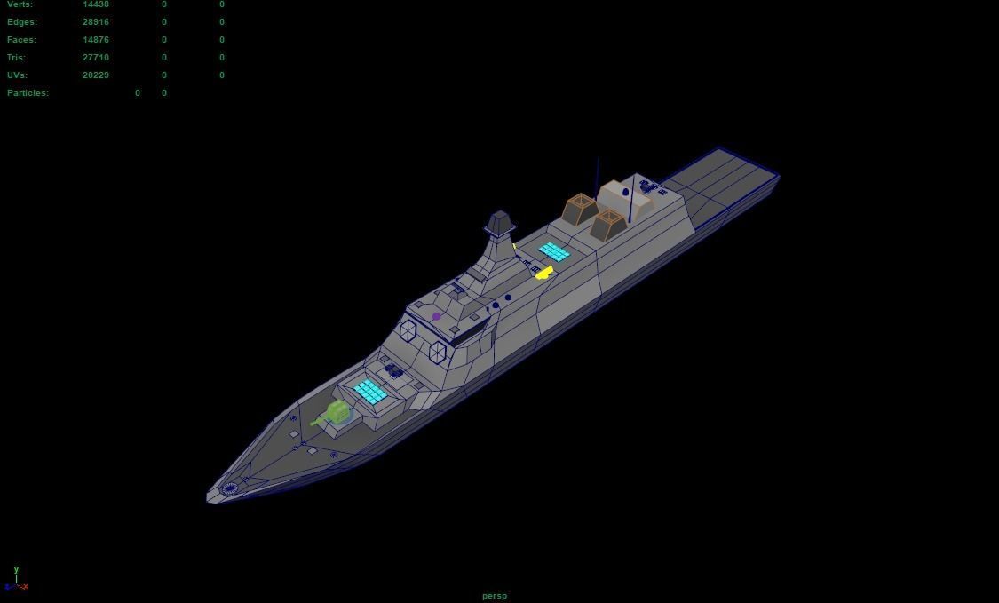 Stealth Frigate  Low-poly 3D model_4