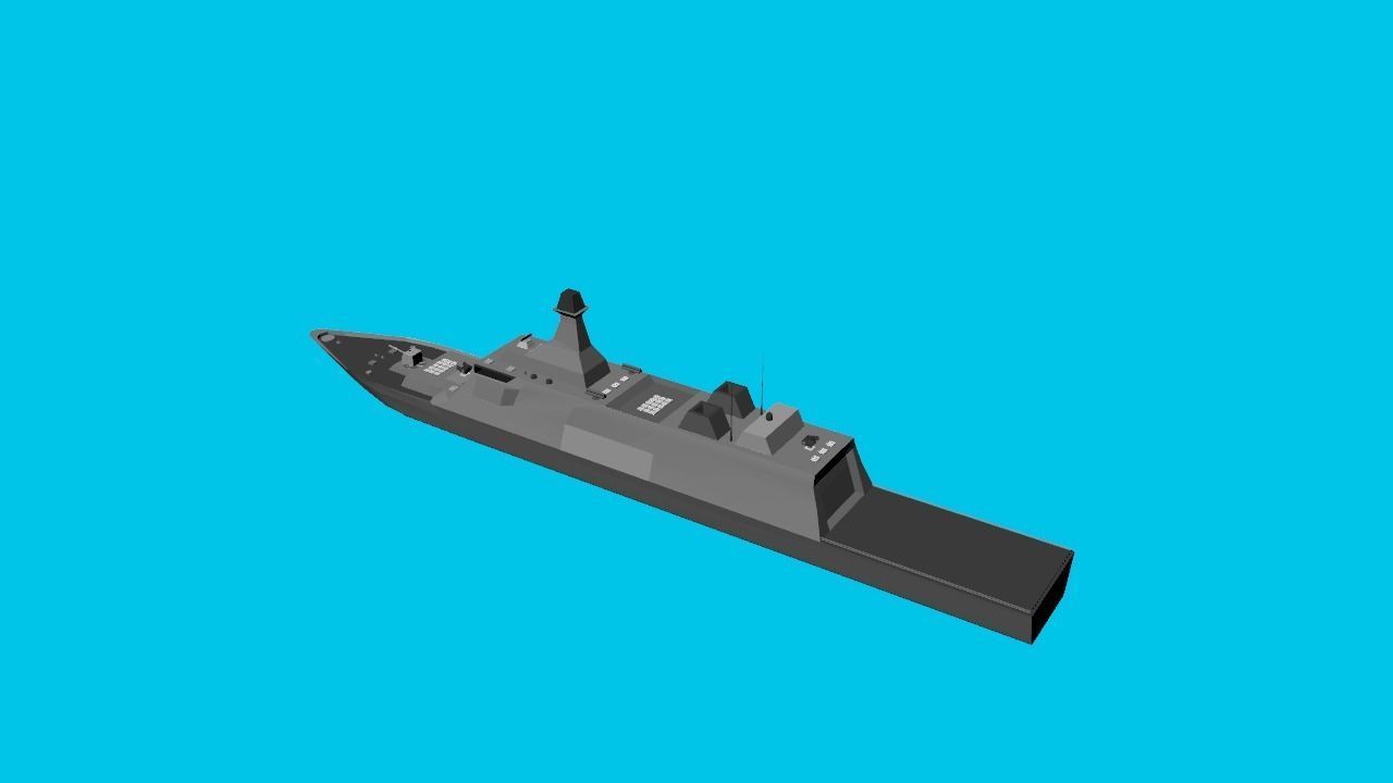 Stealth Frigate  Low-poly 3D model_6