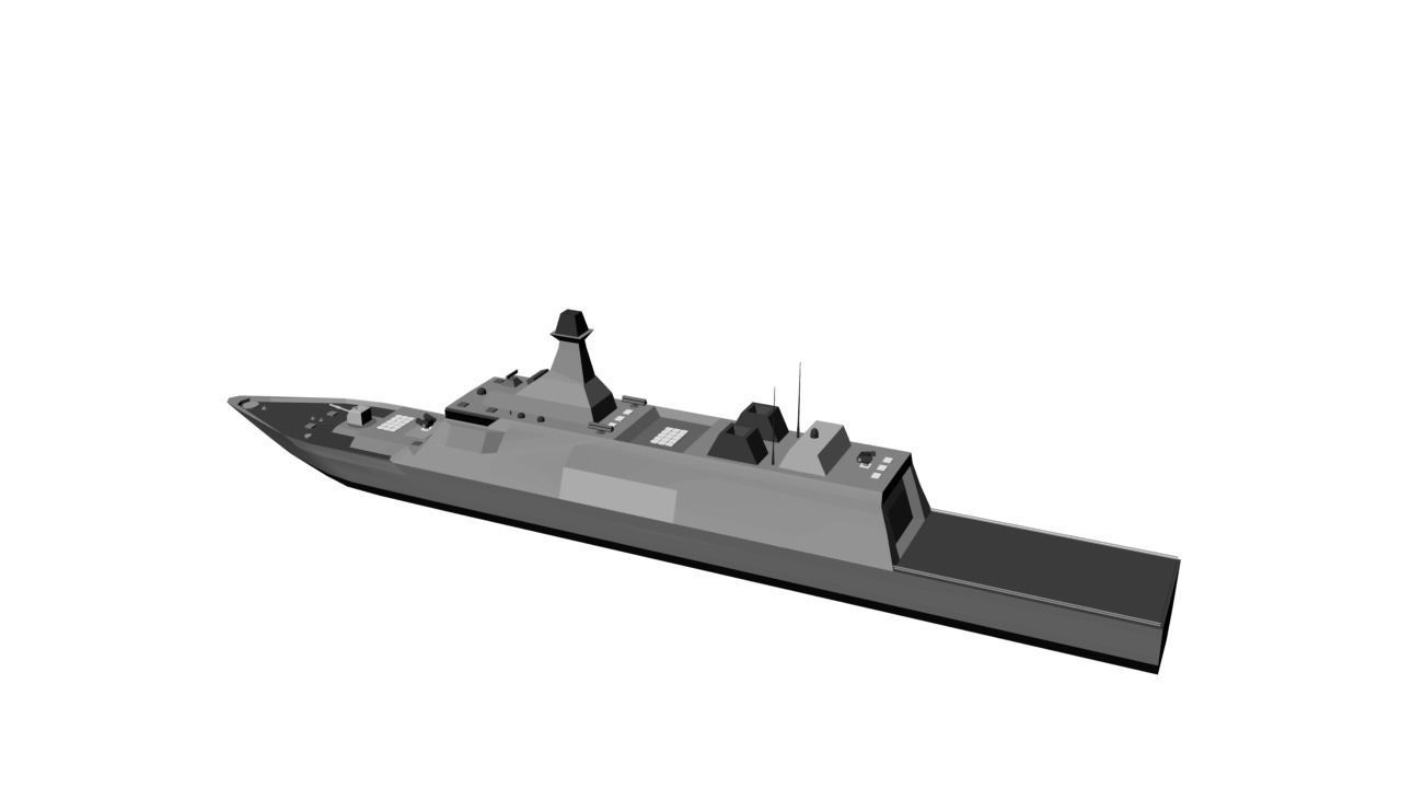 Stealth Frigate  Low-poly 3D model_3