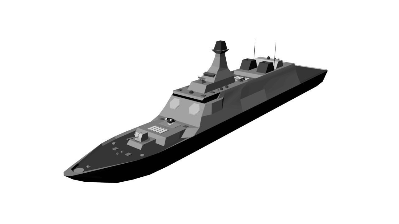 Stealth Frigate  Low-poly 3D model_1