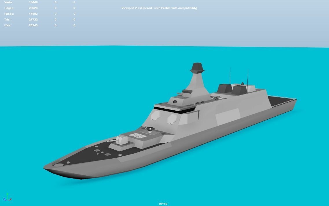 Stealth Frigate  Low-poly 3D model_10