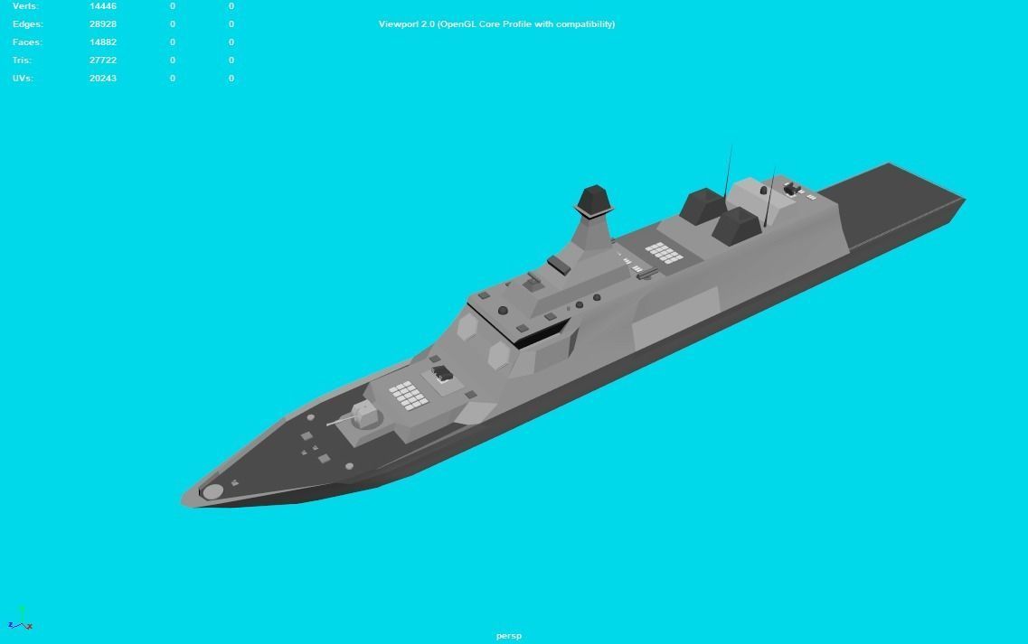 Stealth Frigate  Low-poly 3D model_7