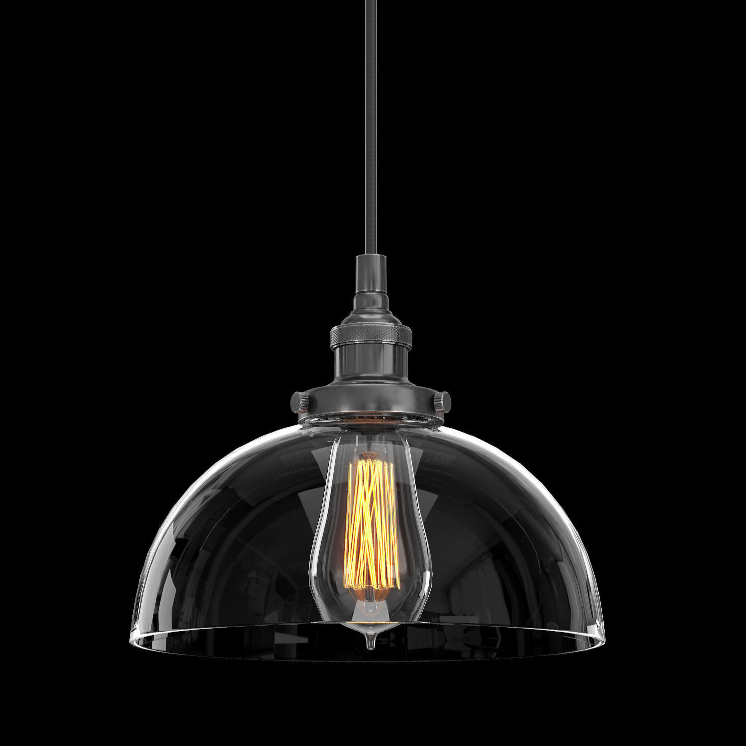 CLEAR GLASS DOME PENDANT 3D model_2