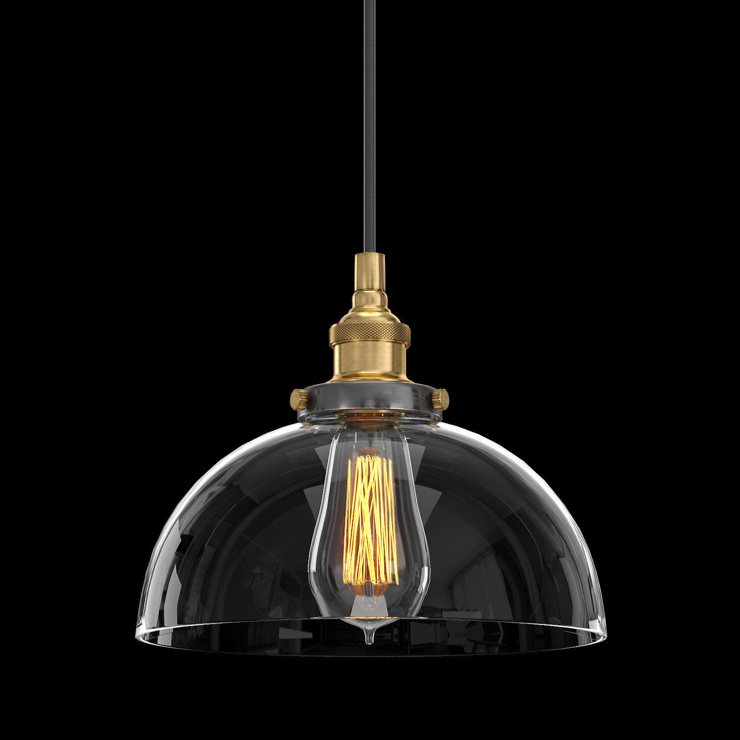 CLEAR GLASS DOME PENDANT 3D model_1