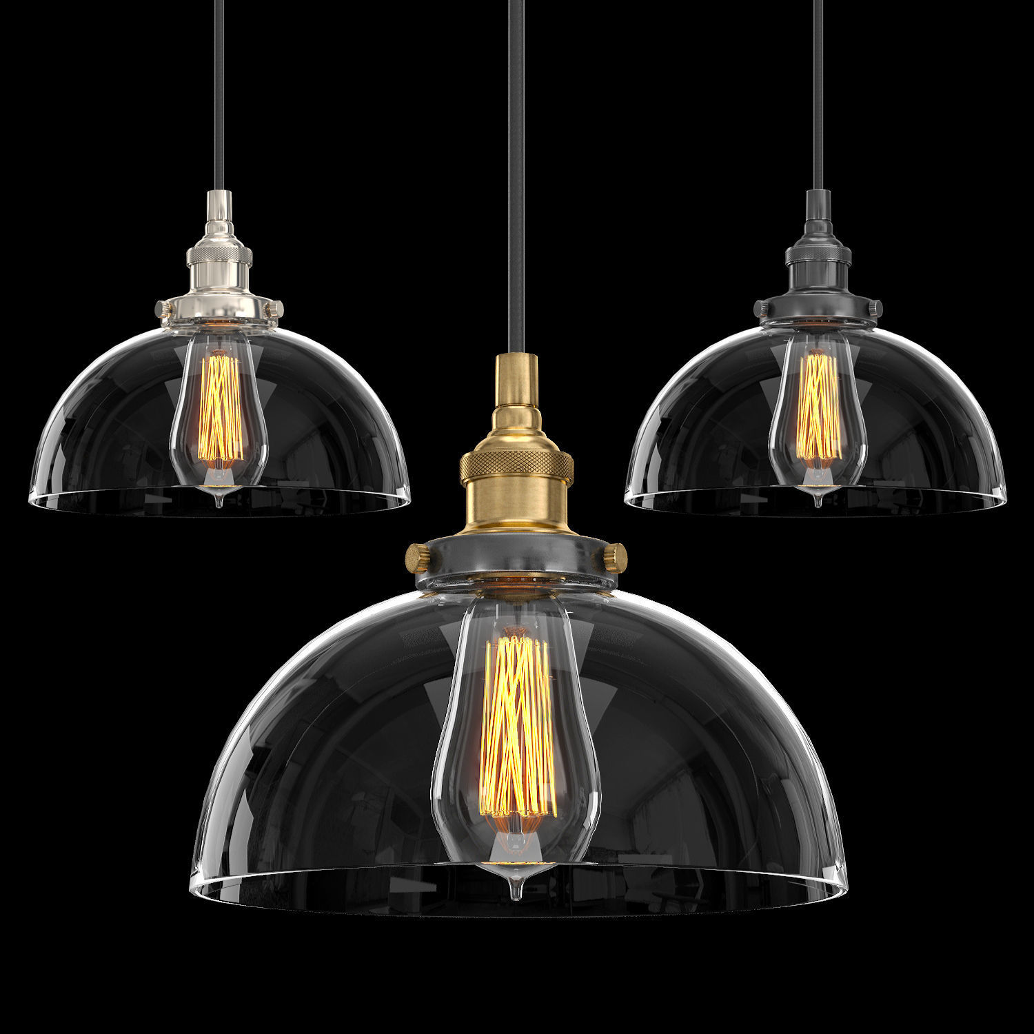 CLEAR GLASS DOME PENDANT 3D model_4