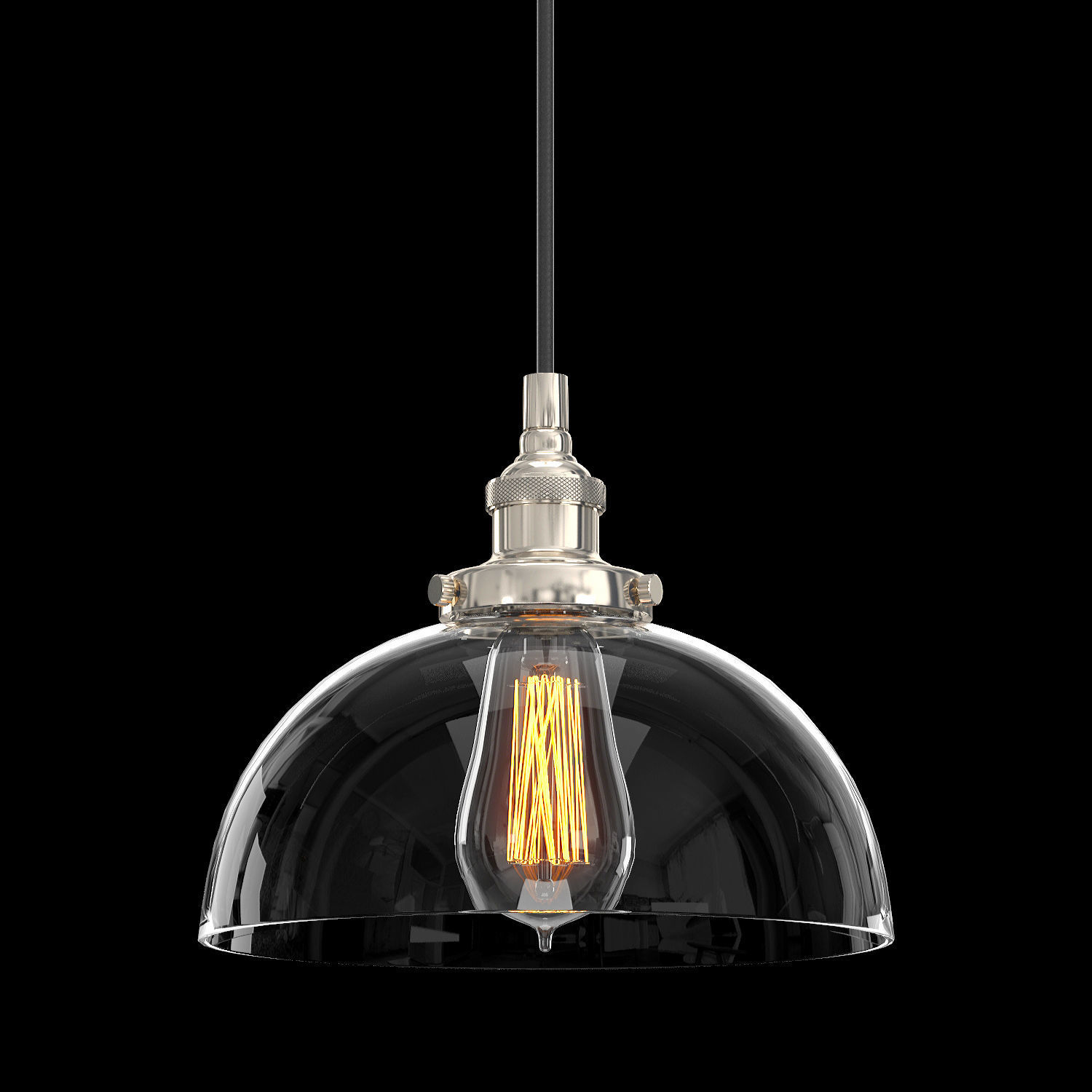 CLEAR GLASS DOME PENDANT 3D model_3