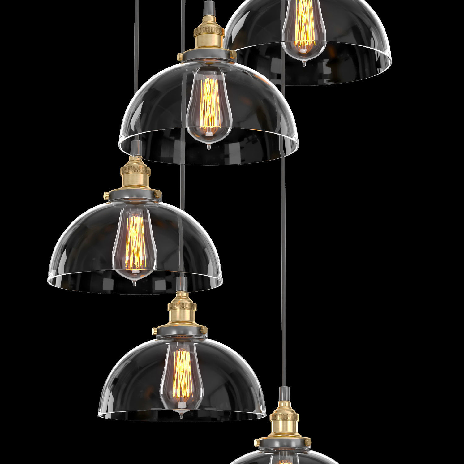 FACTORY FILAMENT CLEAR GLASS DOME ROUND PENDANT 3D model_1