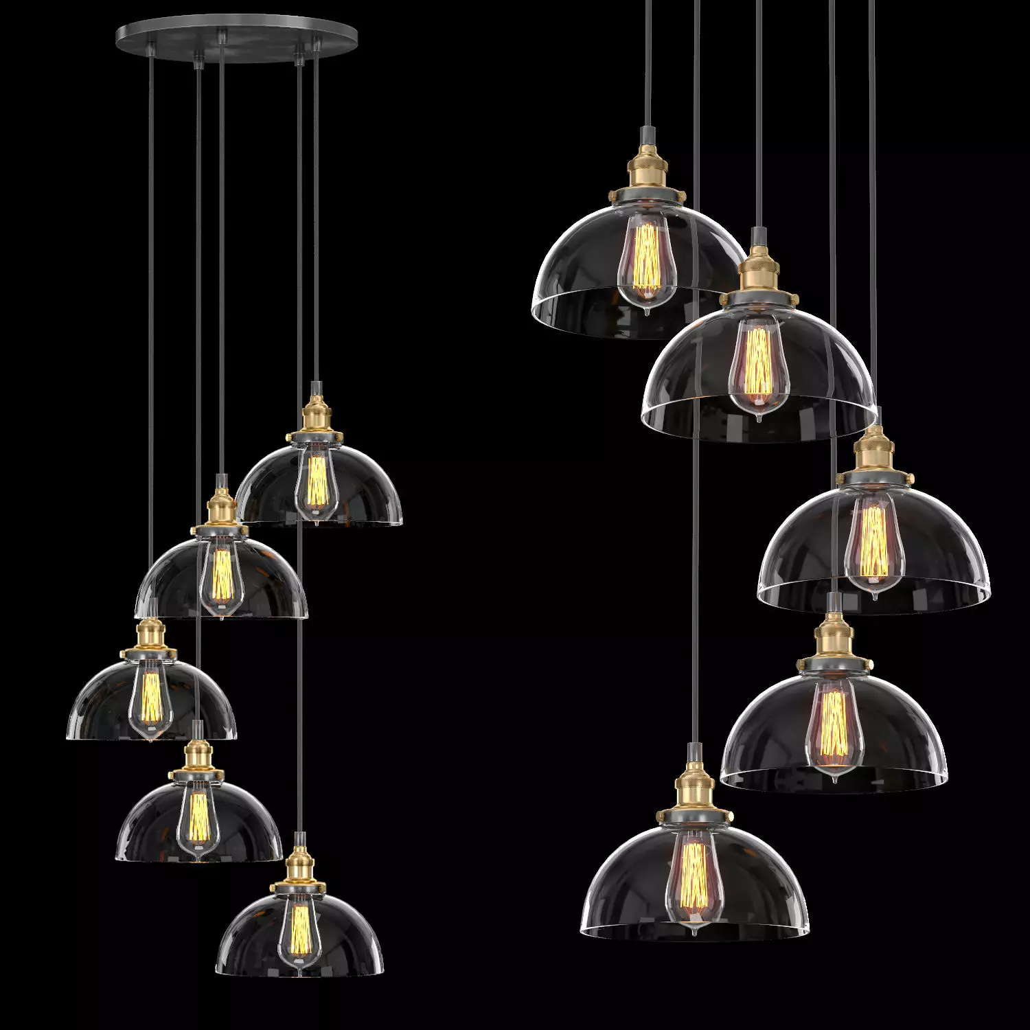 FACTORY FILAMENT CLEAR GLASS DOME ROUND PENDANT 3D model_0